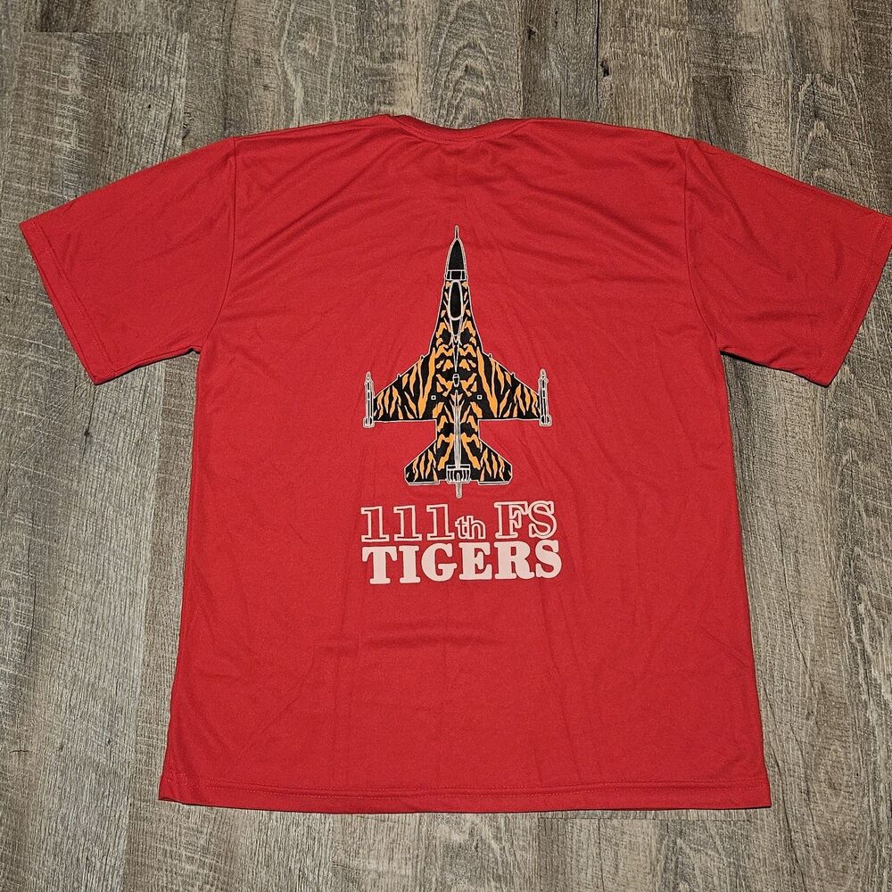 111 Tiger Fighter USAF on Tworoy Short Sleeve Casual Shirt Size 2XL Dbl Sided